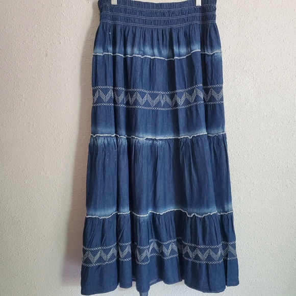 Blue Tiered Maxi Skirt - Picture 3 of 6